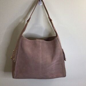Dusty Rose Suede Shoulder Hobo Bag